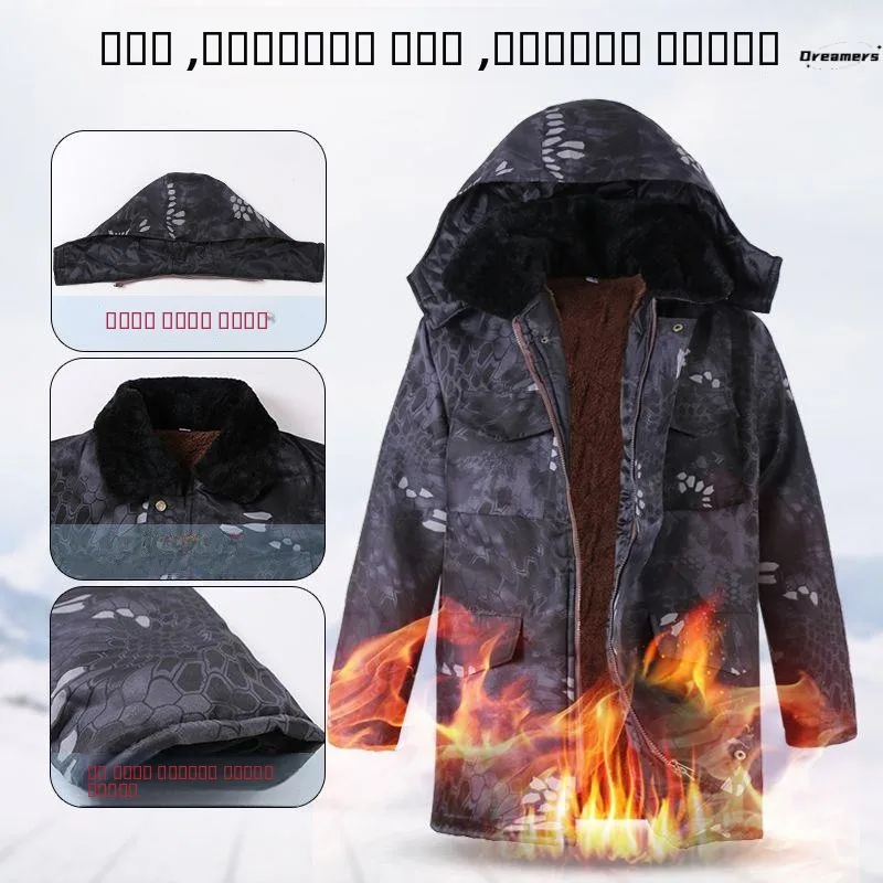 معطف شتوي من القطن المحيط ملابس عمل متوسطة الطول حماية حرارية مقاومة للاهتراء مقاومة للماء ملابس مقاومة للبرودة #4