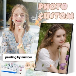 Photo Custom Personalised Paint By Numbers For Aduilt DIY Oil Painting By Number Picture Canvas Portrait Family Gift Home Decor