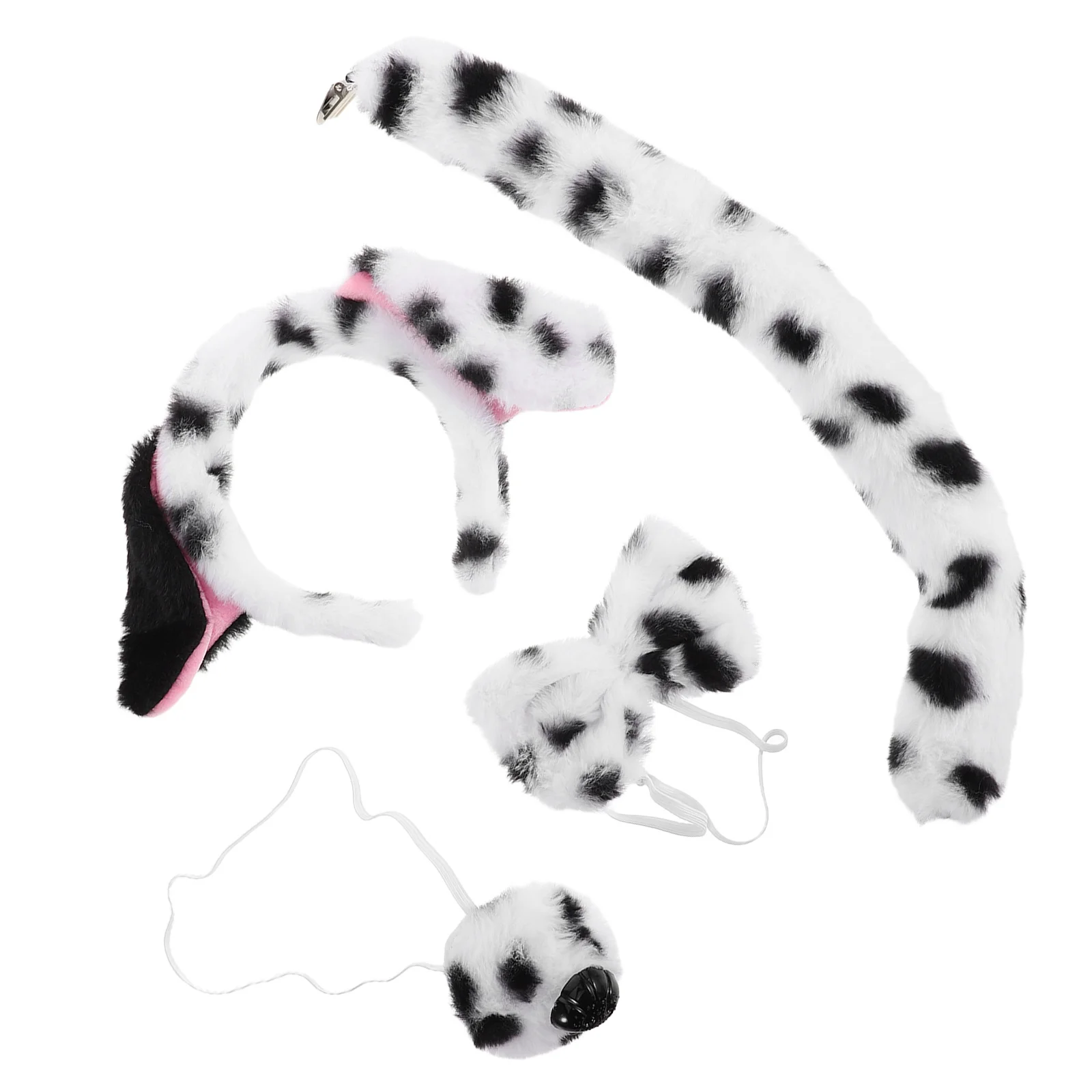 

1Set Dalmatian Costume Set Realistic Animal Ears Tail Bowtie Nose Puppy Dog Halloween Carnival Cosplay Accessories for Kids