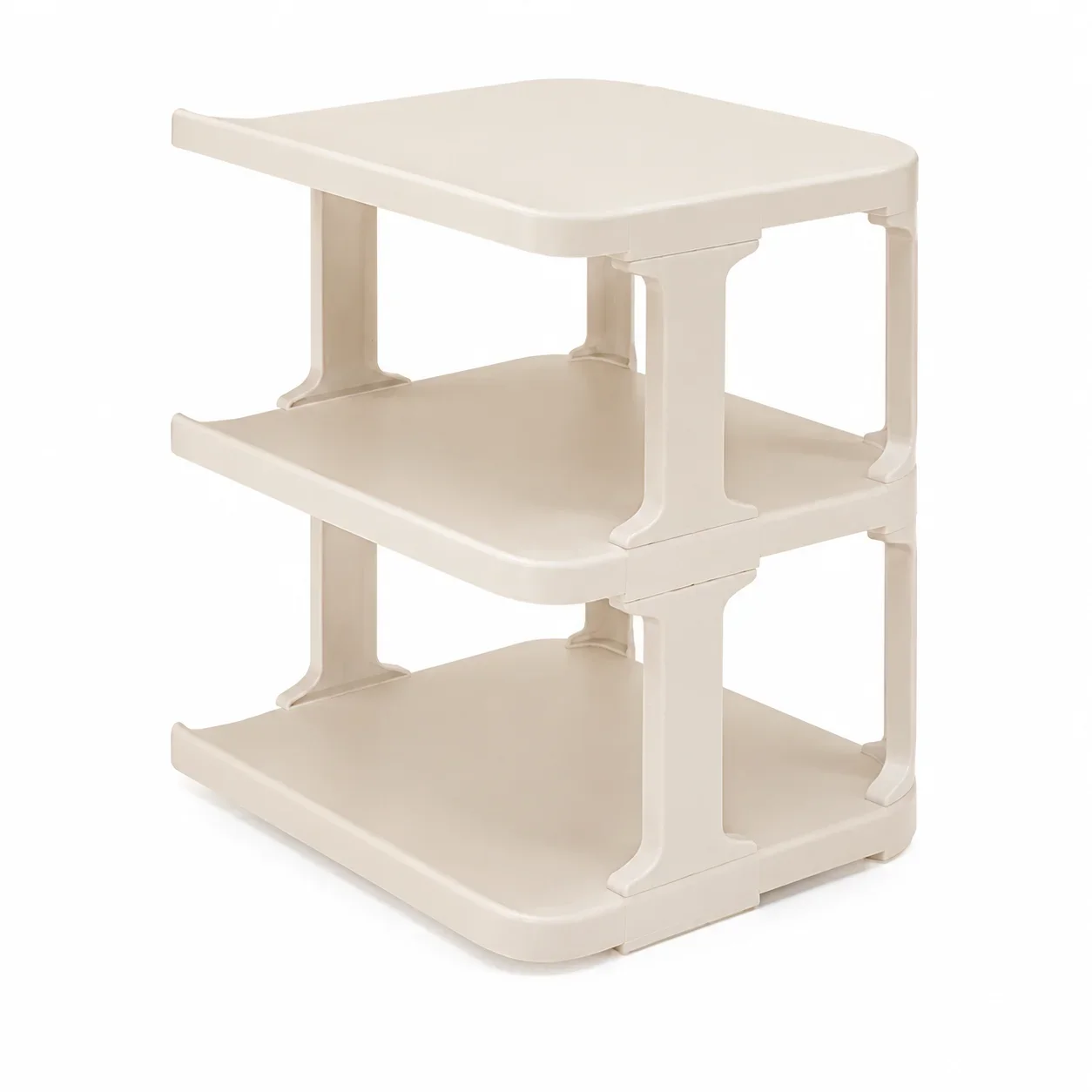 Sturdy Multi-Layer Plastic Shoe Rack Space Saving Entryway Organizer for Home Dorm Small Apartment Entrance Storage Beige-3Tier