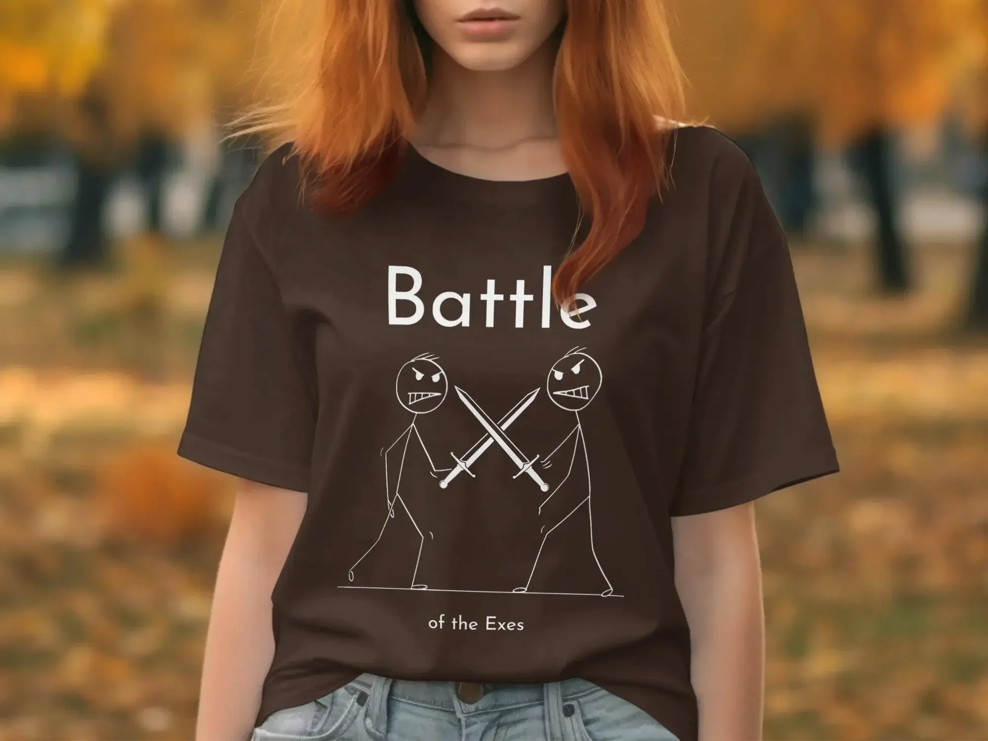 Battle of the Exes Funny Stick Figure T Shirt Humorous Relationship Sarcasm for Ex Boyfriend or Girlfriend