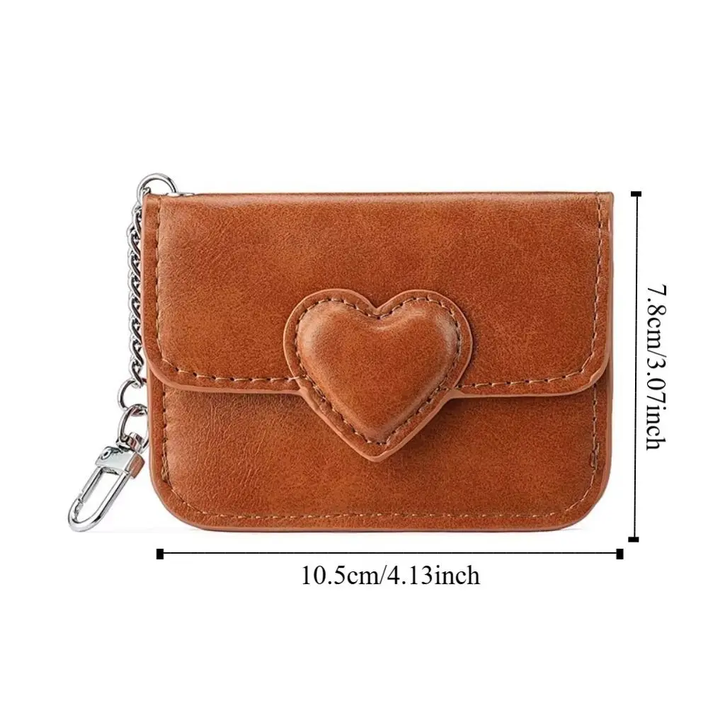Geldbörse PU-Leder, Auto-Schlüsselanhänger, leicht, herzförmig, Kartenhalter, antimagnetisch, für mehrere Karten, kleine Geldbörse für Reisen