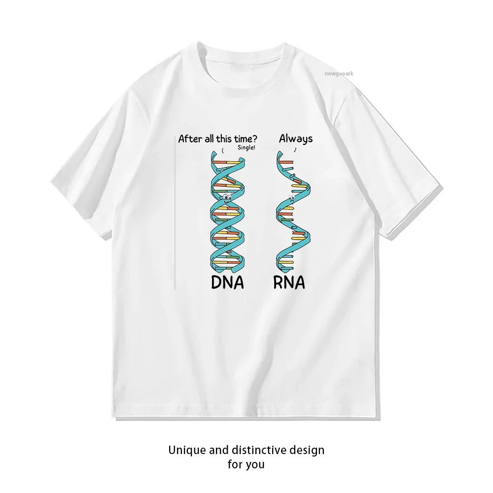 T-shirt en coton respirant à col rond classique pour homme et femme, motif biologie ADN ARN, idéal pour l'été, pour couple