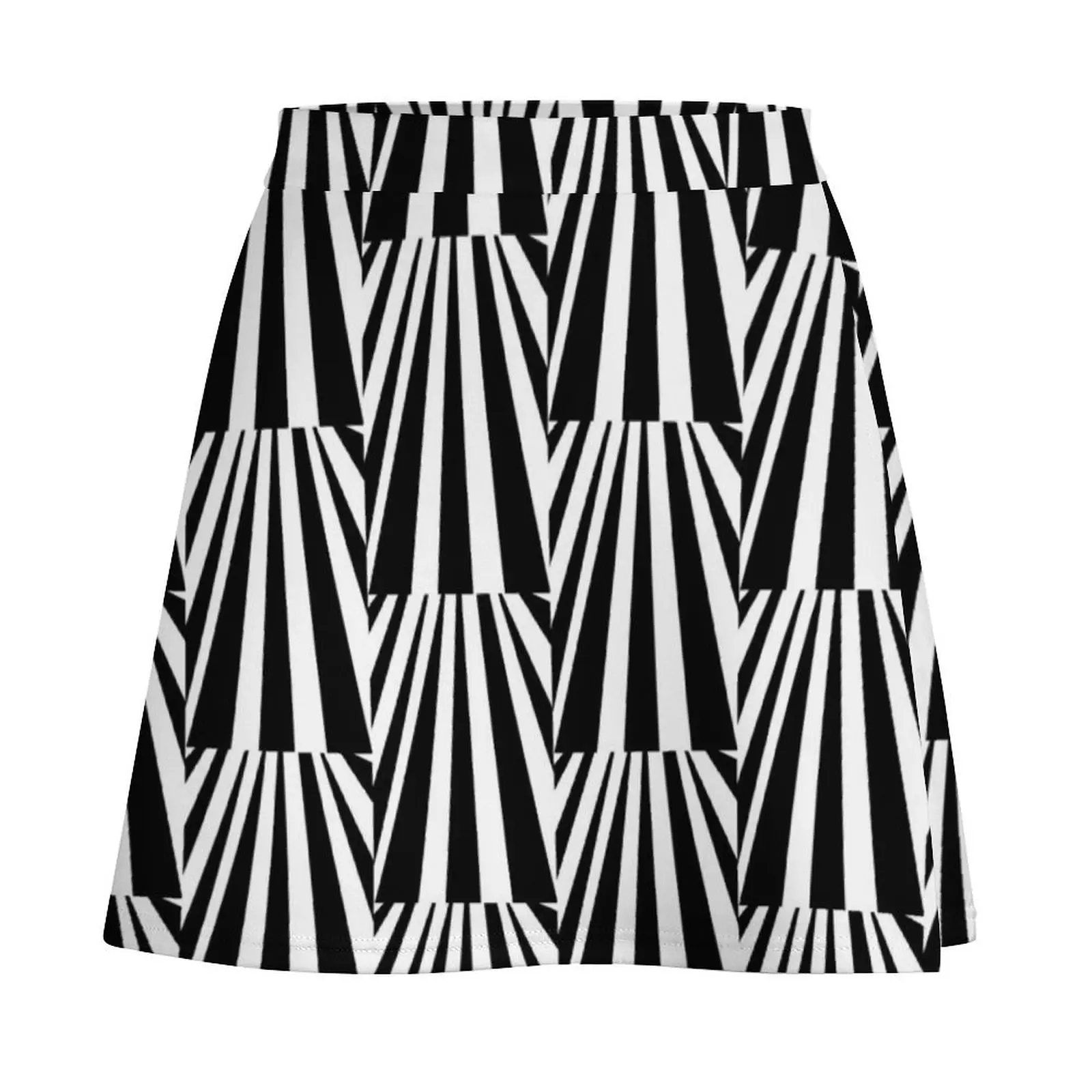 Monochrome Abstract Op-Art Stripes Mini Skirt skirts for womens 2025 korean fashion korean style Mini Skirt