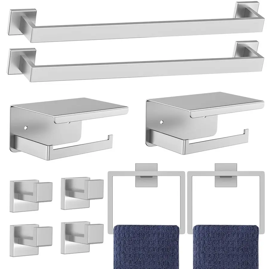 

Набор аксессуаров для ванной комнаты из матового никеля, набор полотенец 23,6 дюйма, набор фурнитуры для ванной комнаты из нержавеющей стали, набор держателей для полотенец