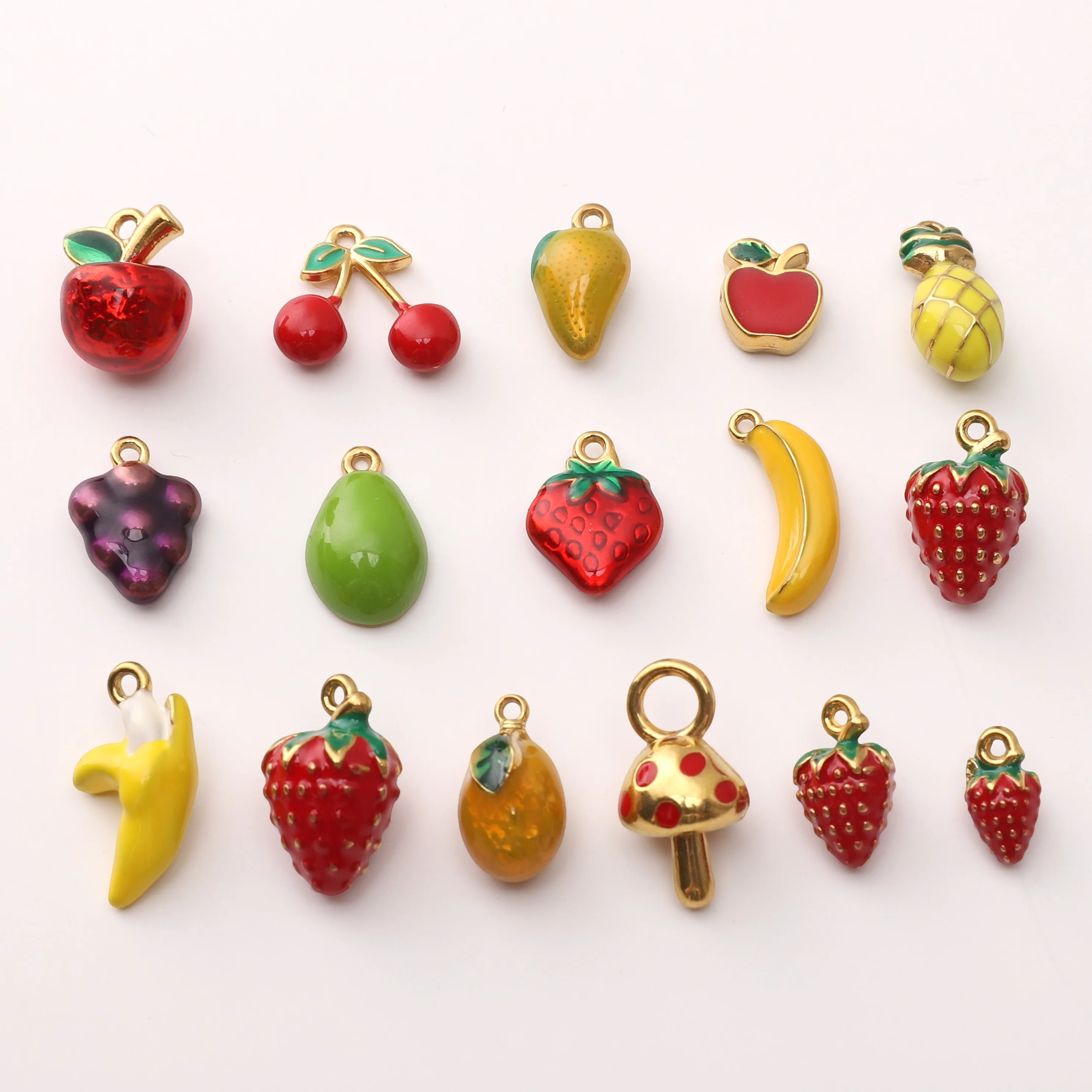 

1pc Stainless Steel Fruit Pendant Cute Fruit Shape Colorful Drip Oil Charms For Jewelry Making DIY Bracelet Necklace Accessories