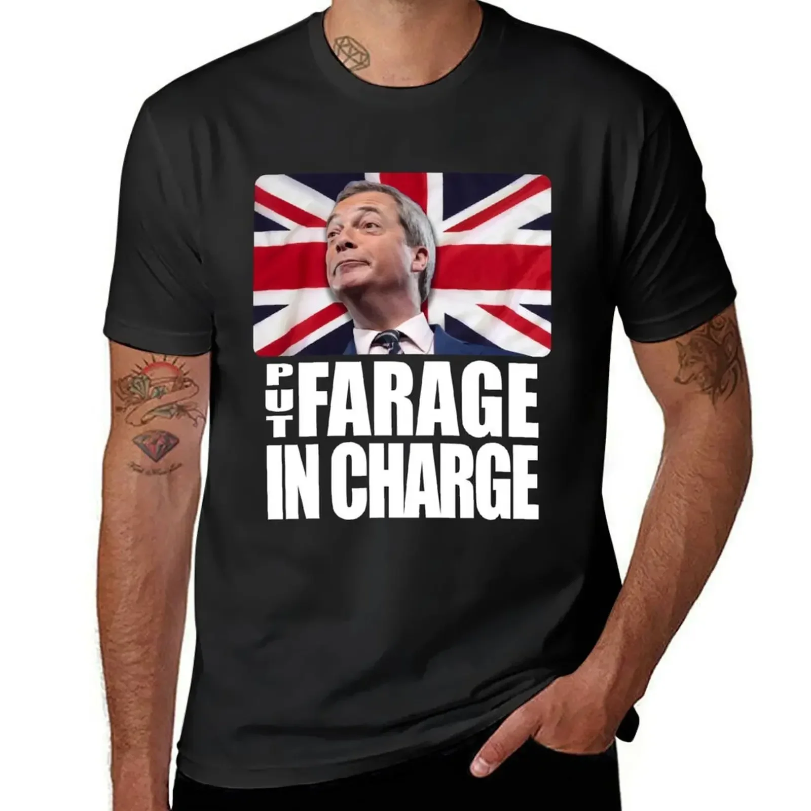 PUT FARAGE IN CHARGE Nigel Farage Brexit TShirt T-Shirt shirts graphic tees quick drying cute clothes Men's t-shirts