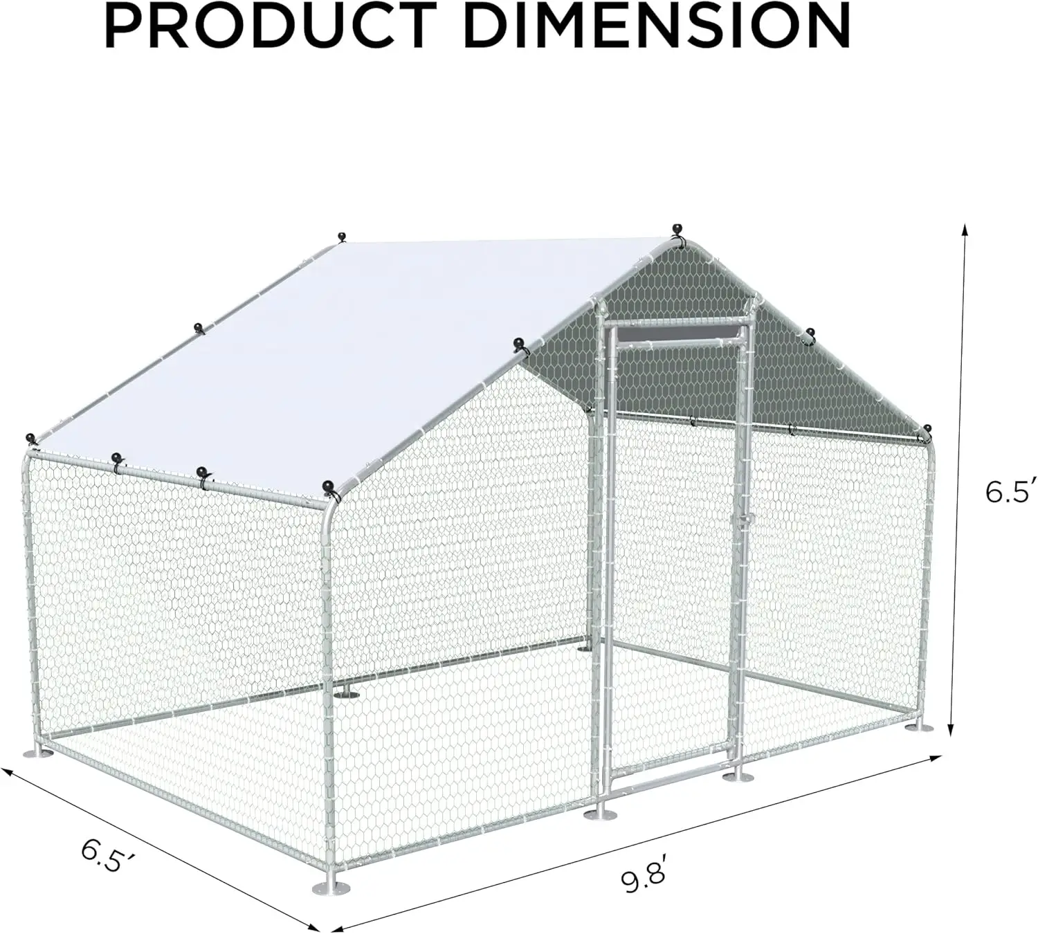 Large Metal Chicken Coop with Anti-Uv and Waterproof Cover Chicken Runs for Yard Walk-in Poultry Habitat Cage for Backyard Farm