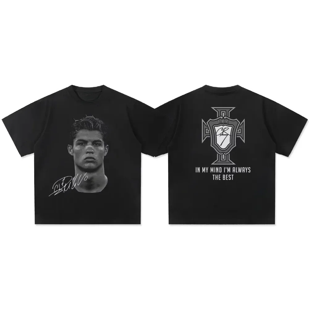 Image of Cristiano Ronaldo Head Casual T-Shirt Luxusmarke für Herren und Damen Top