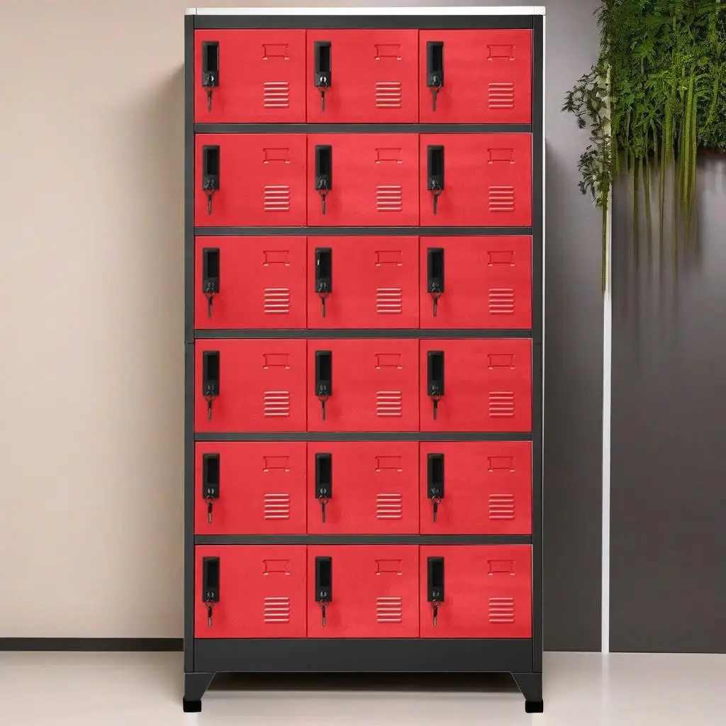 Locker Cabinet Anthracite and Red 35.4x15.7x70.9 Steel