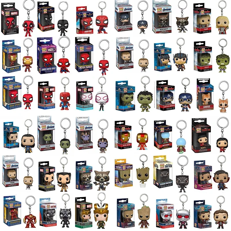 Funko POP llavero Marvel vengadores serie Deadpool Shang-Chi KANTY Iron Man Spiderman Groot figura de vinilo modelo juguetes regalo para niños