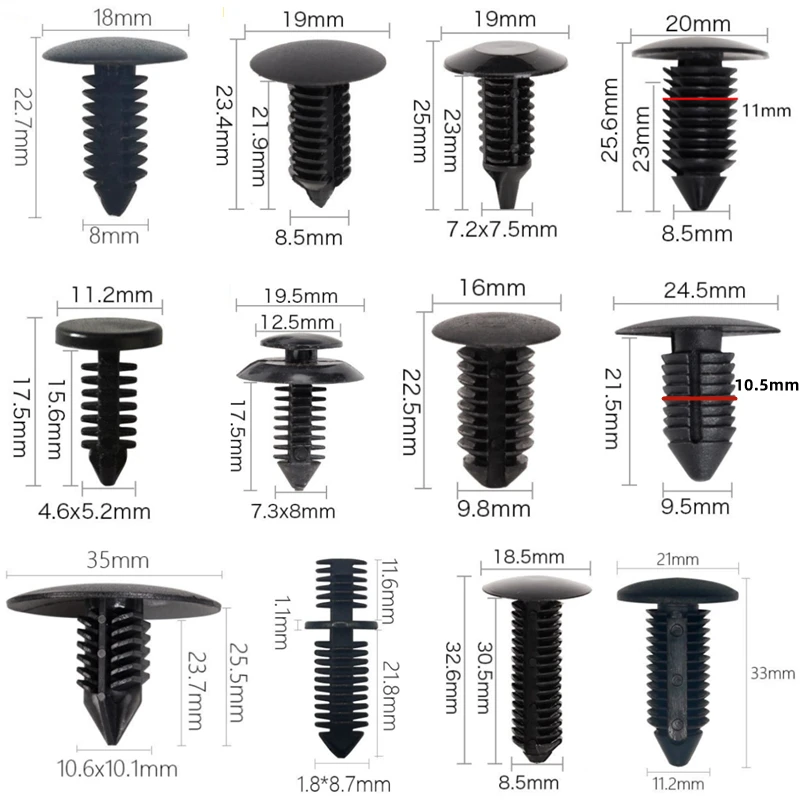 20 шт. для отверстия 5-11 мм, зажим для крыла автомобиля, зажим для бампера, пластиковые винты, крепеж, авто крыша, задняя дверь, подкладка, заклепка