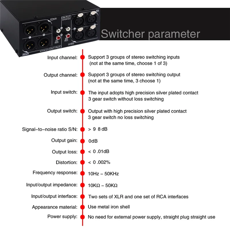 3 Input To 3 Output Fully Balanced XLR Signal Passive Stereo Selector Switch Switcher XLR To Audio Converter