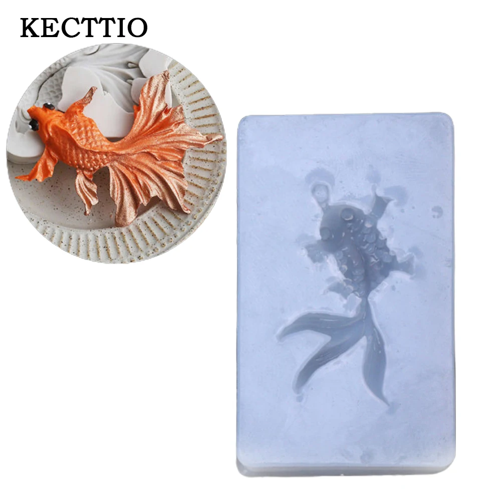 New Silicone 3D Goldfish Angel Octopus Esc Pendant Liquid Mold DIY Resin Jewelry Making Craft Tool Cake Mold