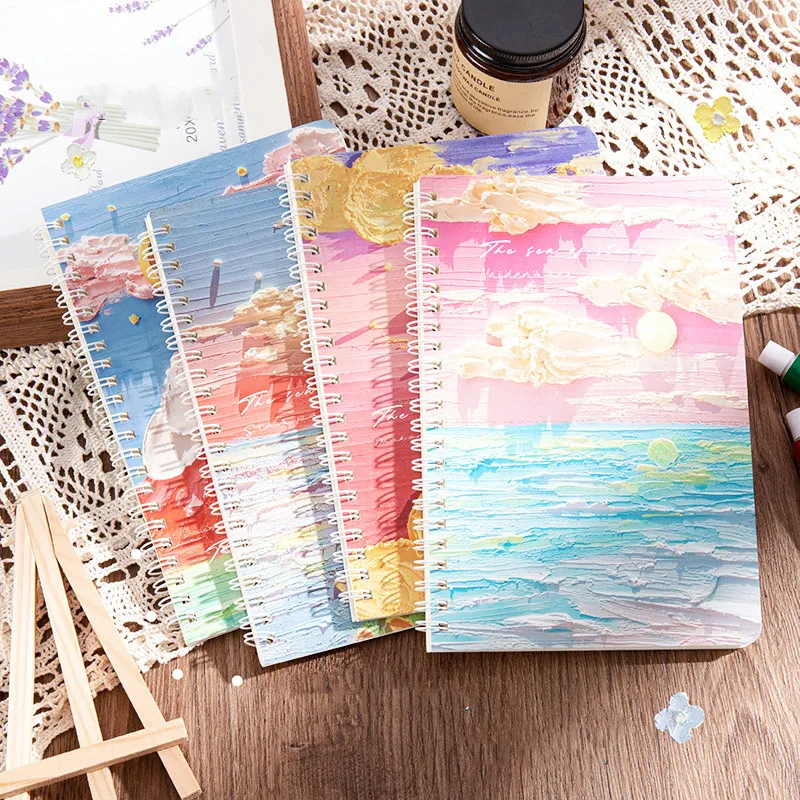 Notebooks Aesthetic Oil Painting Cover Coil Book A5 Sketchbook Journals Diary Notepad Weekly Planner Office School Supplis 1pc