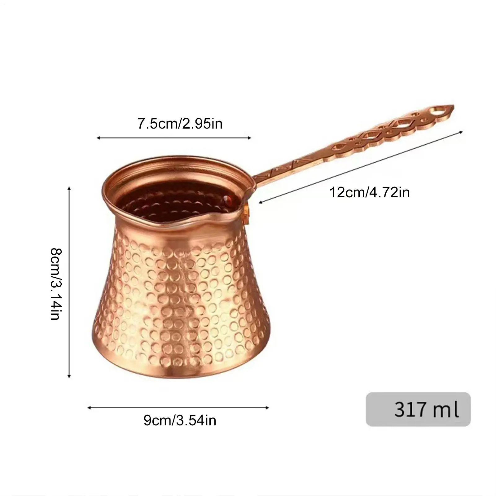 Turkish Coffee Pot Hand Hammered Copper Drip Coffee retro Milk easy to use Cup Mocha Pot Brass Handle Coffee Accessories view 6