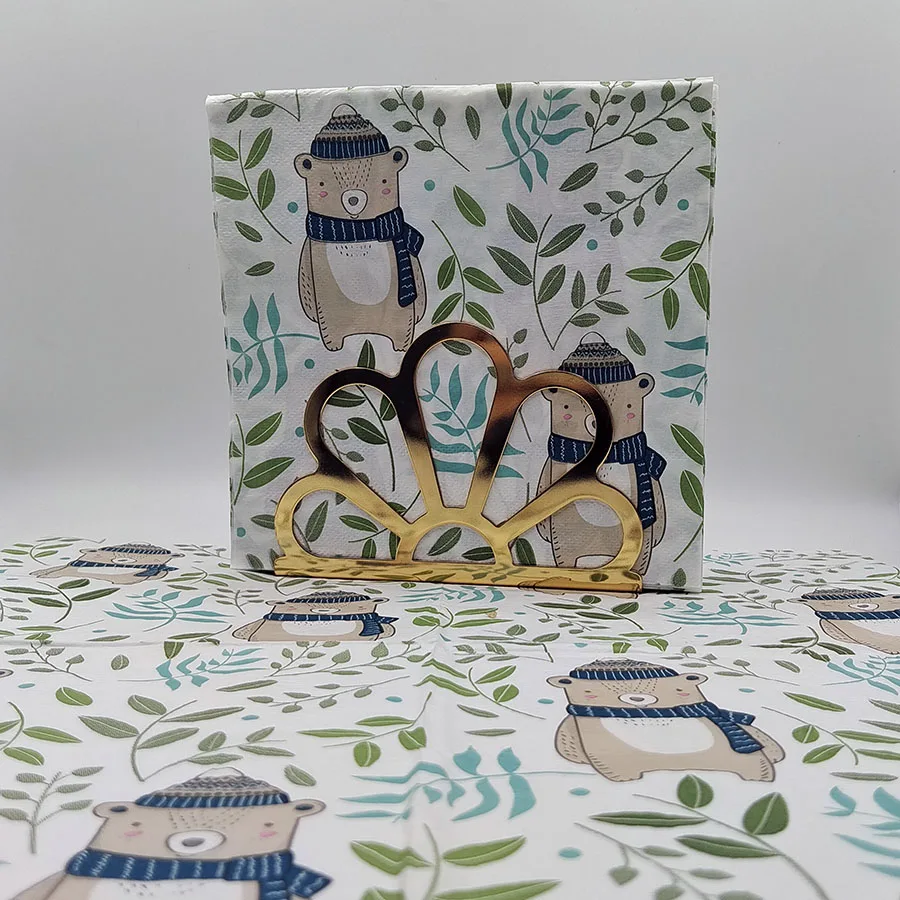 20 Sheets of 33 * 33cm 2Ply Cartoon Teddy Bear Themed Printed Napkins, Party Picnic Decoration Paper DIY Decoupage Paper