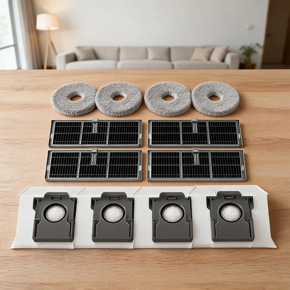 Replacement Kit For MOVA For P50ProUltra P50PU: 4 Dust Bags, 4 Filters, 4 Mop Cloths Vacuum Cleaner Accessories