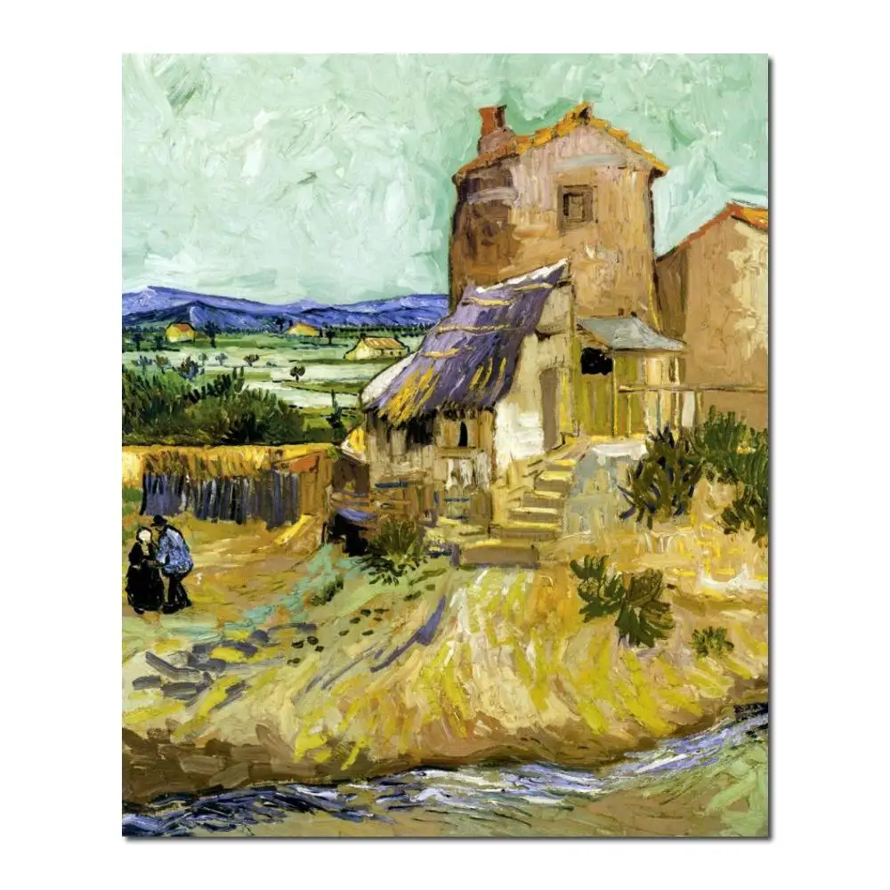 

Hand-painted Canvas Art the Old Mil of Vincent Van Gogh Paintings Village Landscape Modern Artwork Hotel Room Decor High Quality