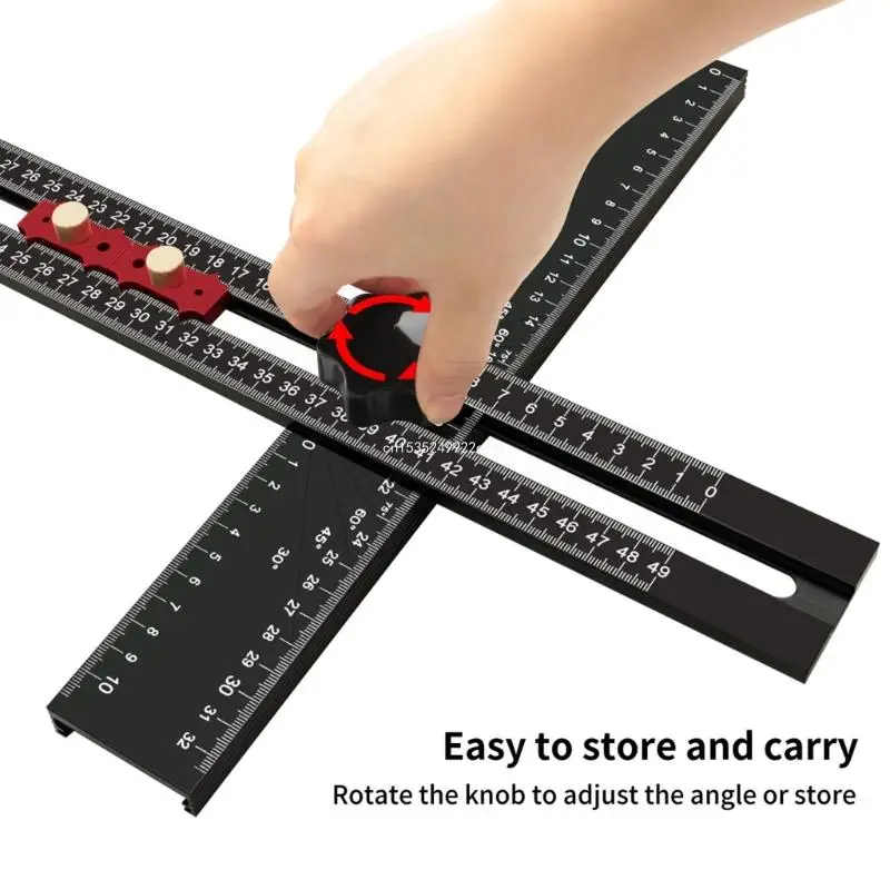 T Square Ruler For Woodworking, High Accuracy Angles Measuring And Drilling Positioning Tool Carpentry and Construction