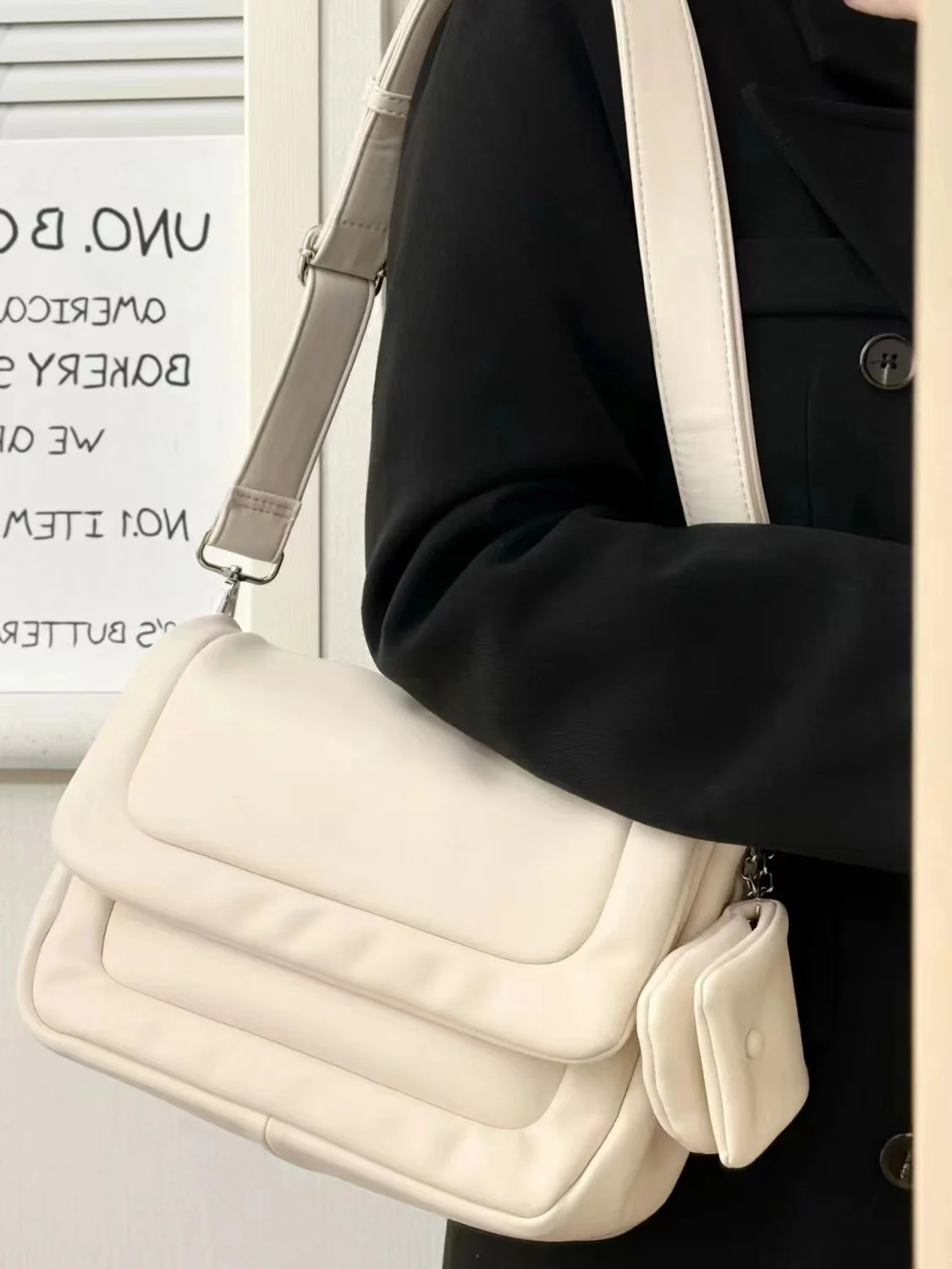 JIAERDI Harajuku Soft Messenger Bag Women Leather Large Capacity Casual Cloud Crossbody Bags Ladies Vintage White Handbag 2023