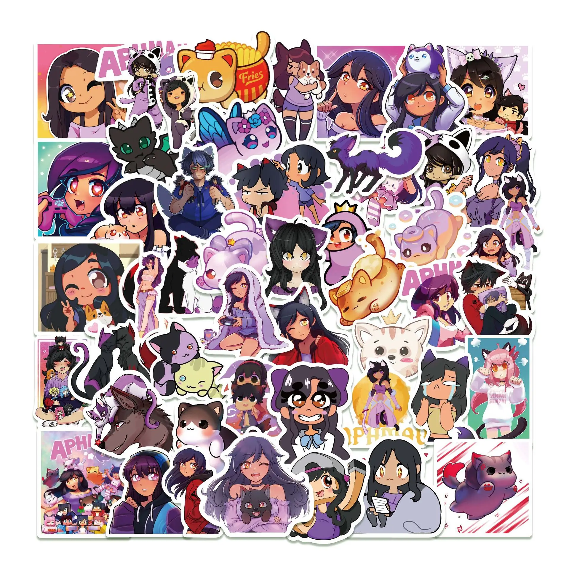 50 قطعة لعبة Aphmau الكرتون ملصقات الإبداع DIY بها بنفسك الهاتف المحمول الأمتعة سكيت الكتابة على الجدران الشارات متعة للأطفال الهدايا #6