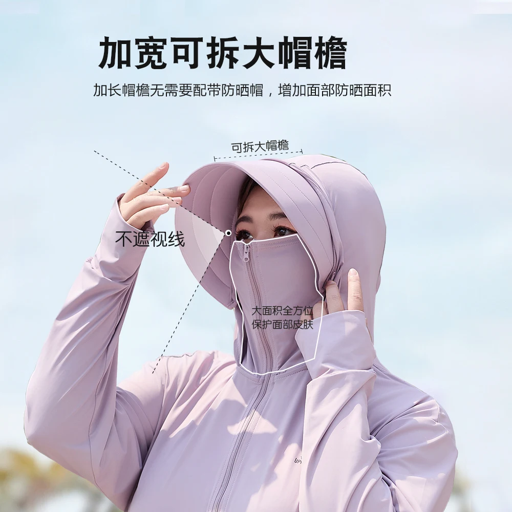 

New Summer UV Protection Sun Protection Coat XL 4XL Women Ice Silk Breathable Hooded Sunscreen Clothes Zipper Long Sleeve Jacket
