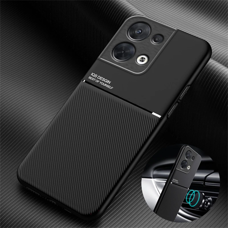 For Case Oppo Reno 8 Case PU Soft Leather Magnetic Car Holder Plate Phone Case For Oppo Reno 8 Pro Reno8 Pro+ Plus 5G Back Cover