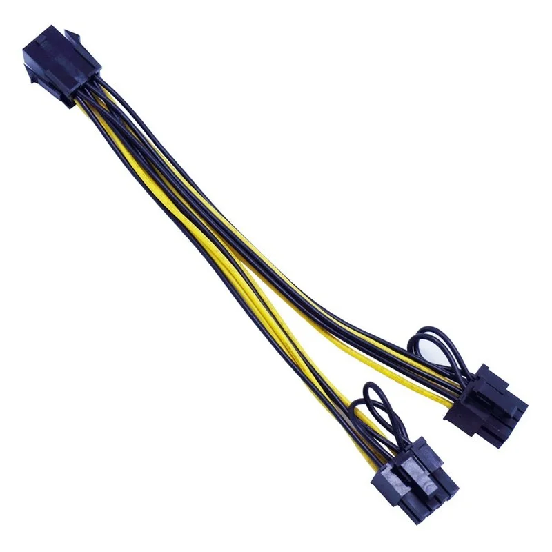 PCI-E 6-pin To Dual 6+2-pin (6-pin/8-pin) Power Splitter Cable Graphics Card PCIE PCI Express 6Pin To Dual 8Pin Power Cable