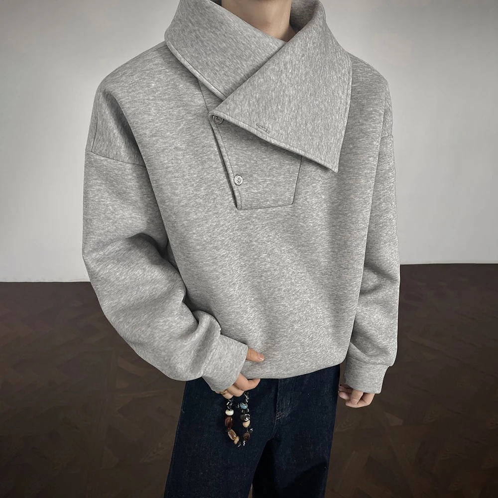 

2025 зимняя новая мужская толстовка с воротником-стойкой и длинными рукавами, американский ретро-модный модный уличный повседневный свободный нишевый мужской топ