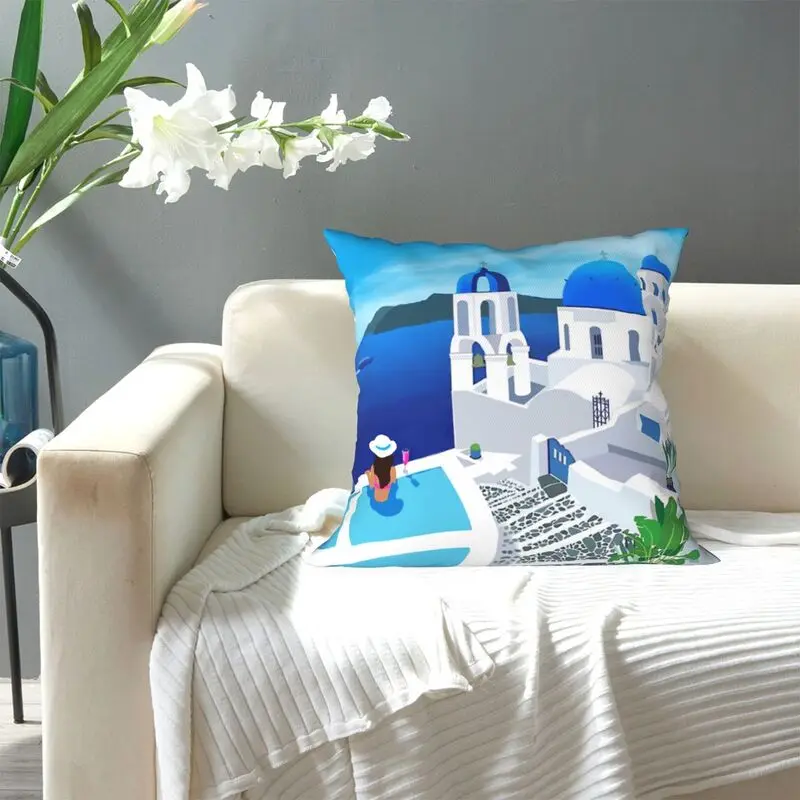 

Tropical Beach Scenery Print Pattern Cushion Cover Home Living Room Sofa Decoration Square Polyester pillowcases