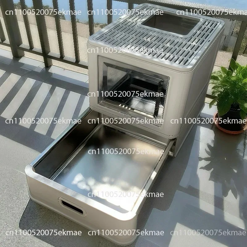 Stainless Steel Drawer Type Cat Toilet Large Splash-proof Pumping Anti-dog Eating Top Entry Anti-sand Splash Front Entry