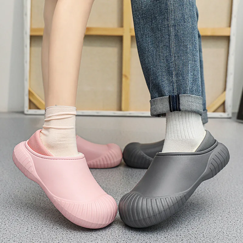 Household Autumn and Winter Anti-cold Warm Shoes Thick-soled Non-slip Waterproof Cotton Shoes Soft Elastic Comfortable Slippers