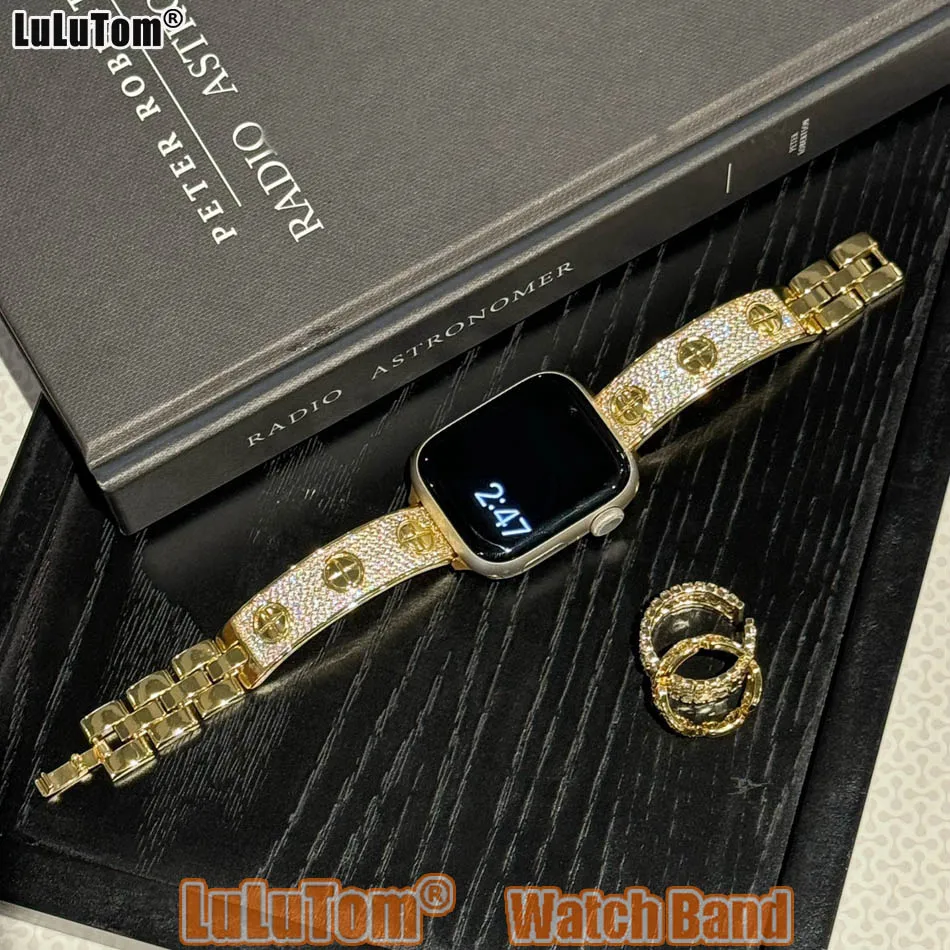 Compatible With Apple Watch Band 38 40 4142 44 45 46 49mm Sparkling Diamond Bracelet iWatch Series 10 9 8 7 6 5 4 SE Ultra Strap
