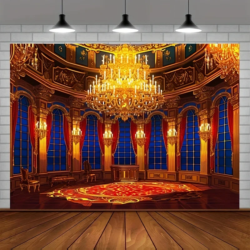 1 Banquet Hall Background Photography Beast Palace Background Princess Belle Party Gorgeous Castle Background Decoration