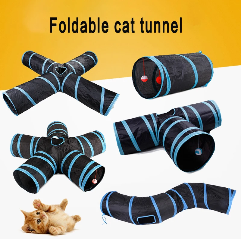 3/4/5-way Pet Cats Ringing Paper Runway Rolling Ground Chinchilla Toy Fun Drill Bucket Foldable Cat Passage Pet Supplies Cat Toy