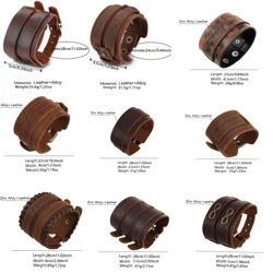 Classic Men's Leather Bracelet Multi-style Handmade Weave Wide Bracelets Vintage Brown Man Jewelry Wholesale Dropshipping