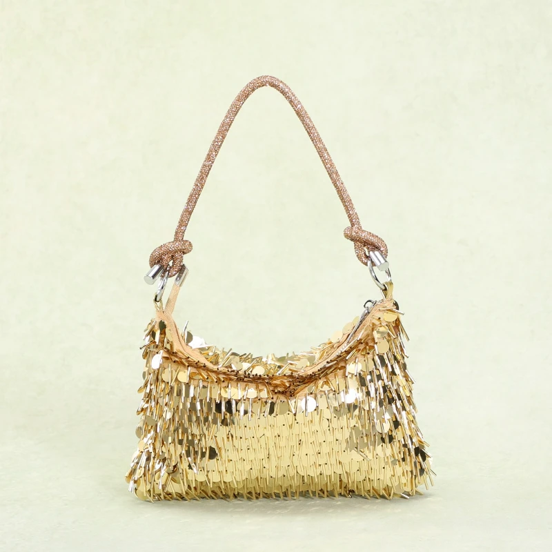 

Women's Sparkling Glitter Sequin Evening Purse Fashion Hobo Bag for Night Party Gala Events Cocktail Crystal Knot Handbag