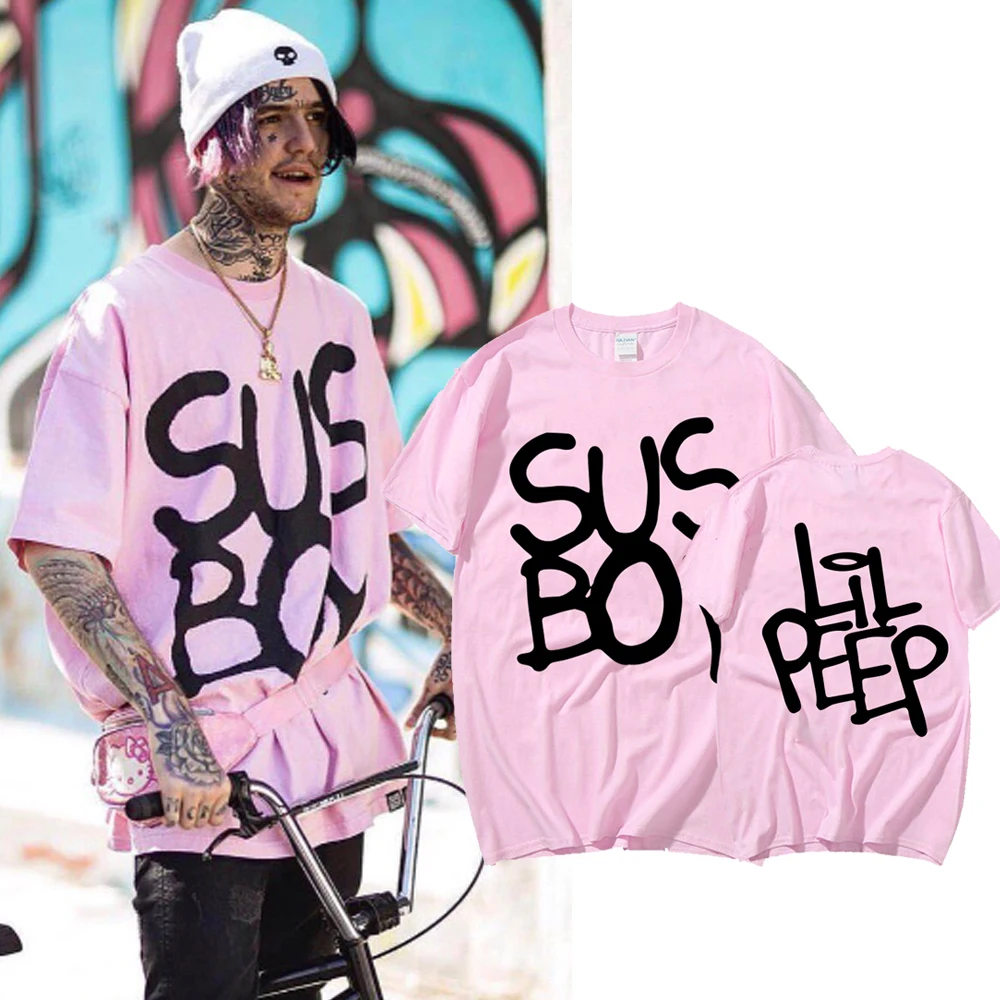 Lil Peep Sus Boy Pink Graphic T Shirt Hip Hop Rapper T-Shirt Men Women Short Sleeve T Shirts Gothic Streetwear