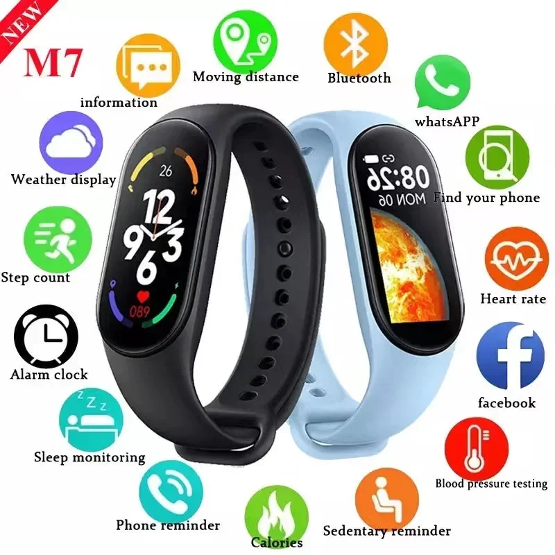 2022 M7 Smart Watch Men Smartwatch For Xiaomi Heart Rate Blood Pressure Blood Oxygen Watch For Men Waterproof Smart Watch Women