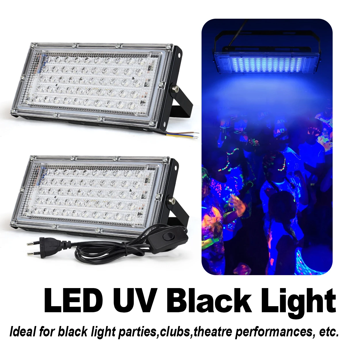 

Led Uv Floodlight 50w 100w 395nm Floodlights Purple Outdoor Ultraviolet 220v Mites Lights Germicidal Curing Light Plug Lamp Bulb