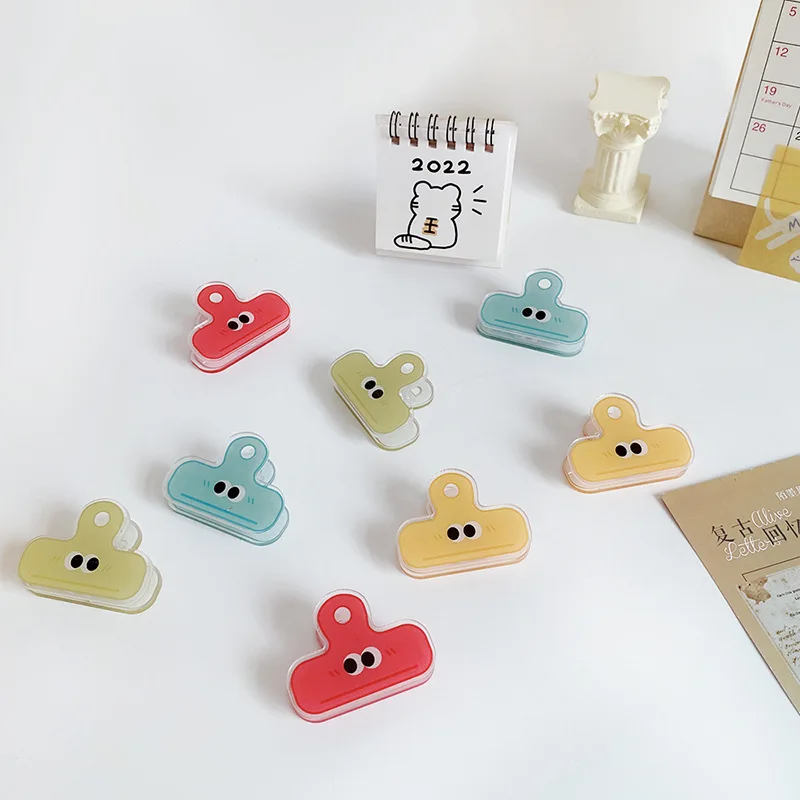 2pcs Large Glasses Acrylic Clip Cartoon Long Tail Ticket Clip Stationery Clip Hand Account Clip Small Clip Paper Binder Clips