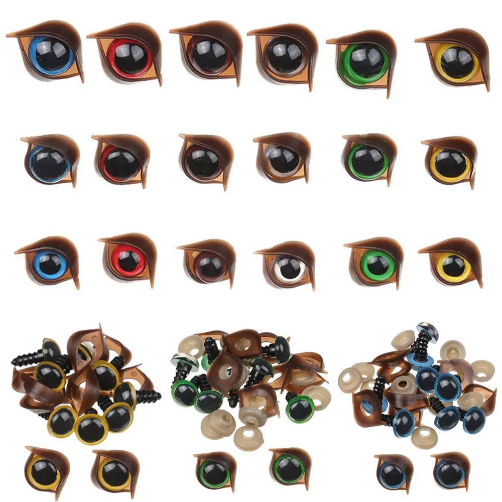 5Pairs New Doll Eyeballs Plastic Safty Doll Eyes + Washer+Black Single Eyelid Doll Eyes Parts DIY Dolls Puppet Accessories