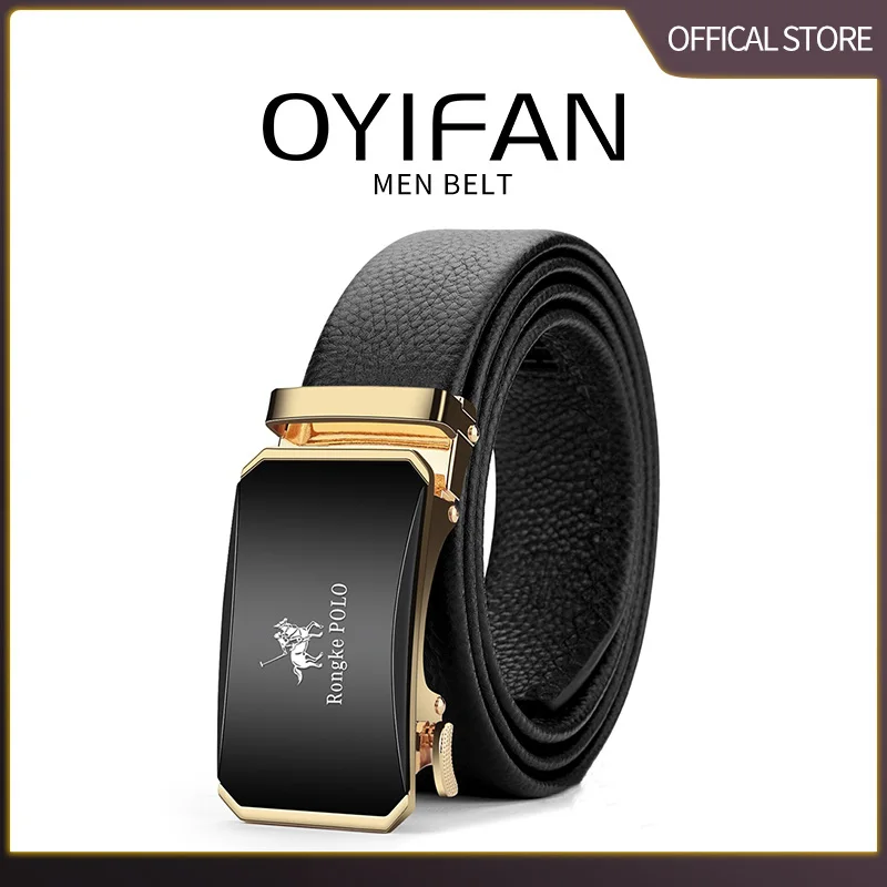 OYIFAN belt for men Business Men Genuine Leather Luxury Cowhide Men Belts Girdle Man Automatic belts Ratchet belt 벨트