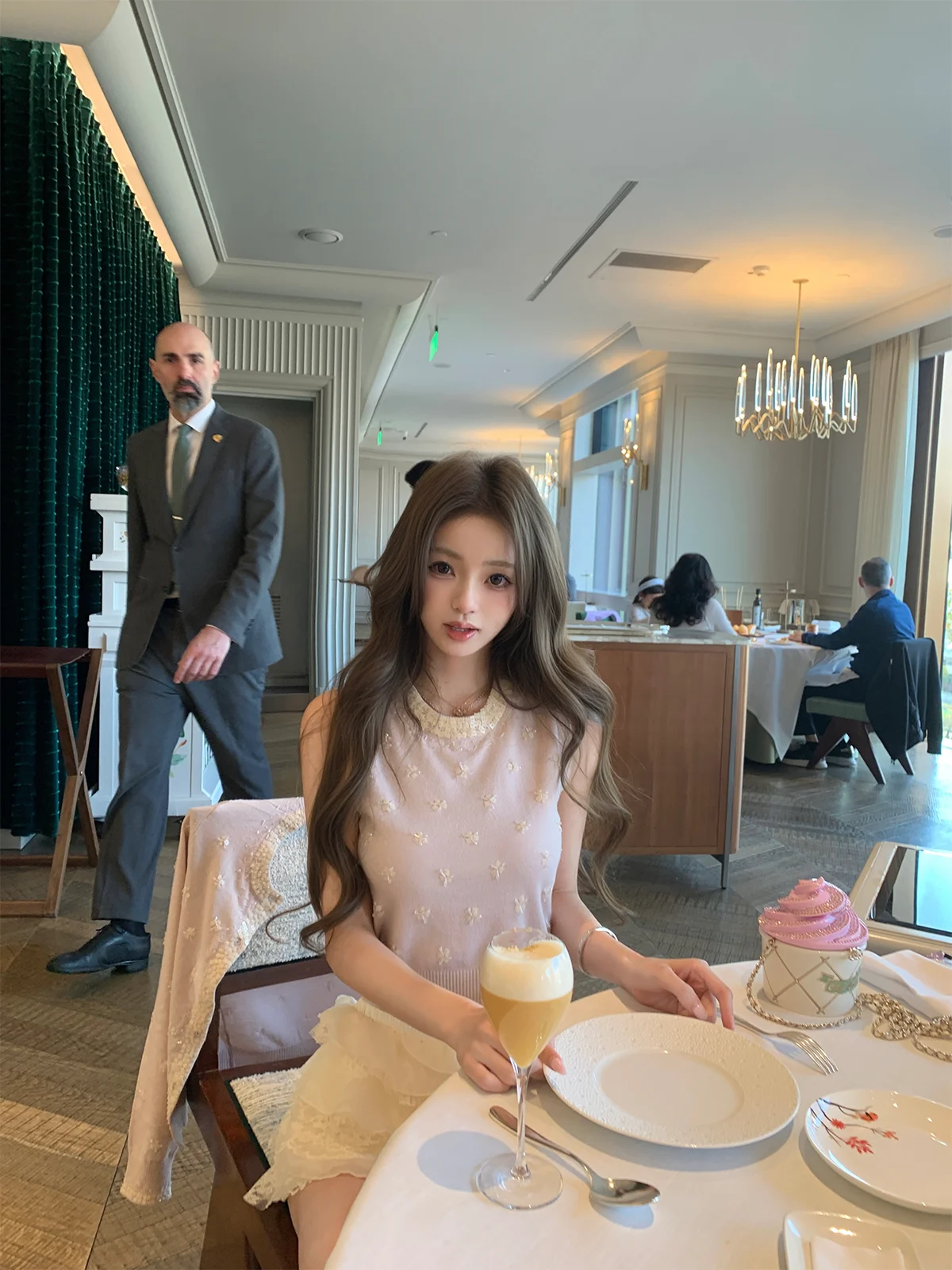 

Lanlan's Wardrobe Heavy-Weight Knitted Cardigan And Vest Set for Women Wild Red Rabbit Sle Long Sve Button-Up Breathable