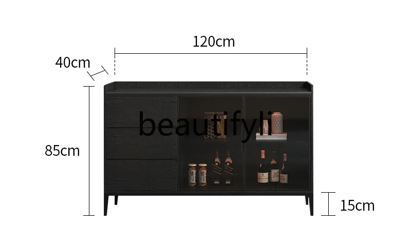 Minimalist rock slab solid wood dining side cabinet tea bar machine household kettle tea cabinet wine cabinet