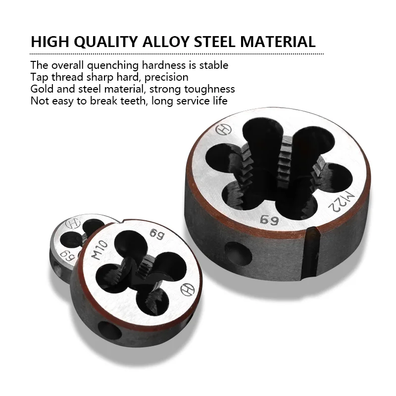 Alloy Steel 1pc Hard Round Die Threading Metric Die Right Hand Die M3 M4 M5 M6 M8 M10 M12 M14 M16 M18 M20 M27 M30