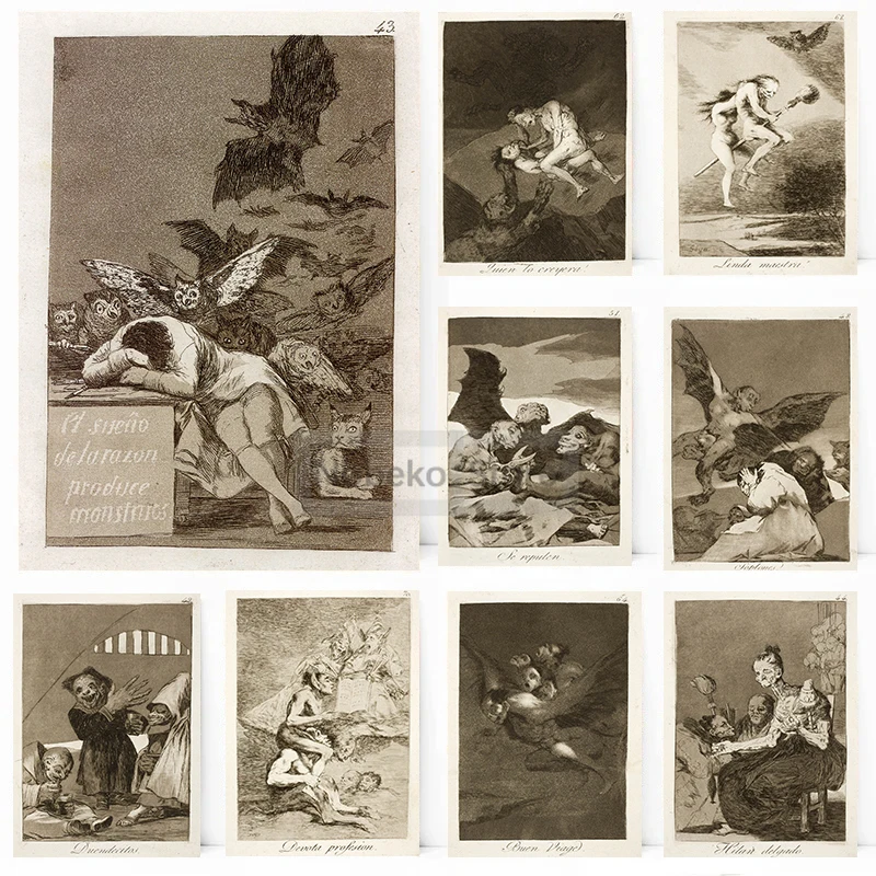 

Francisco Goya Artwork The Witchcraft Caprichos Classics Etching Poster Prints Canvas Painting Wall Art Pictures Home Room Decor