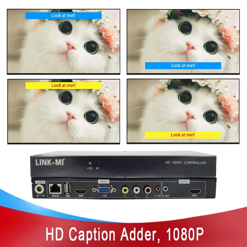 

LINK-MI 4x1 HD Caption Adder HDMI Video Capture Caption/Subtitles/Title 4 in 1 out Video Image Processor