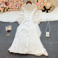 YuooMuoo Brand Fashion Elegant Patchwork Knitted Long Dress Spring Summer Women Luxury Shirt Sweater Dress Lady Party Vestido - Image 2